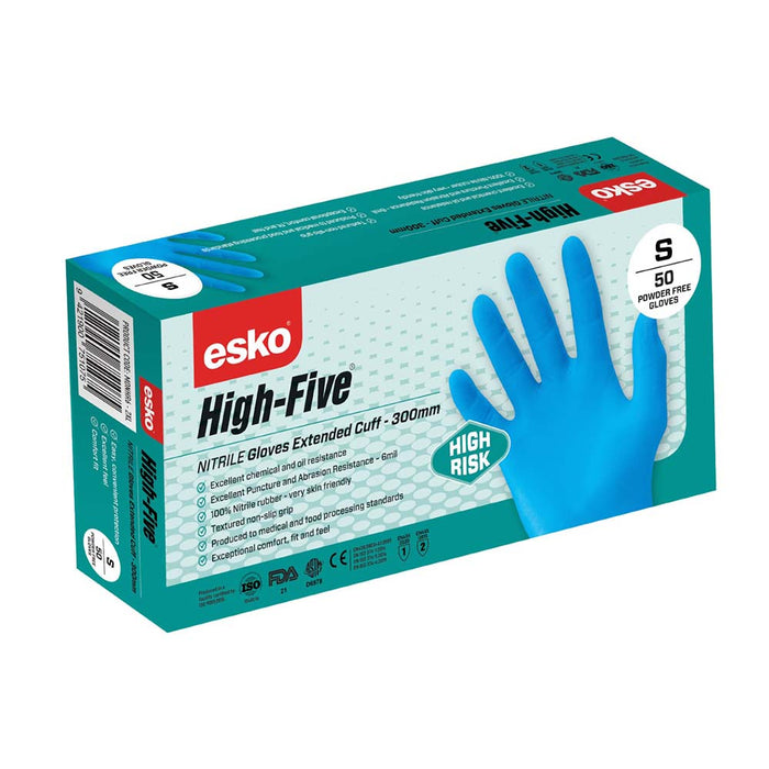 Esko High Five 6mil High Risk Nitrile Glove - Blue box/50