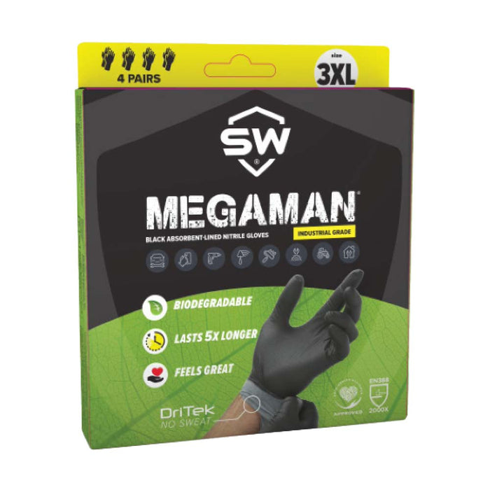 Megaman® Biodegradable Powder-Free Nitrile Gloves 4pk