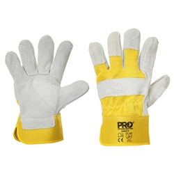 Yellow/Grey Leather Glove - Large