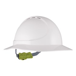 Force 360 Wide Brim Vented Hardhat with Ratchet Harness - White