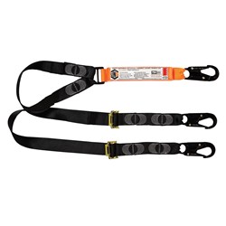 Linq 2M Adjustable Shock Absorbing Lanyard Double Leg 3 x Snap Hook