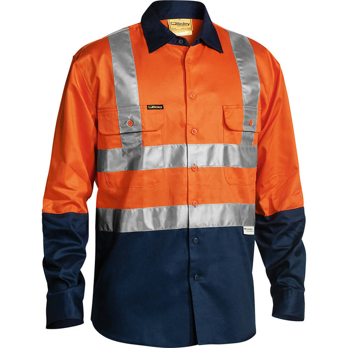 Hi Vis Drill Shirt Long Sleeve Orange/Navy