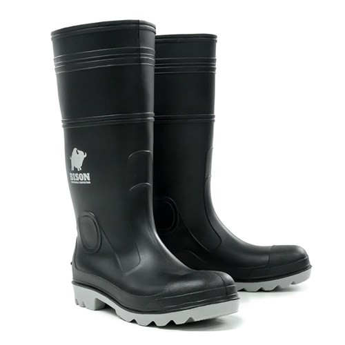 PVC/Nitrile Safety Gumboot - Black/Grey-INCAGS - Safeworx - Safeworx